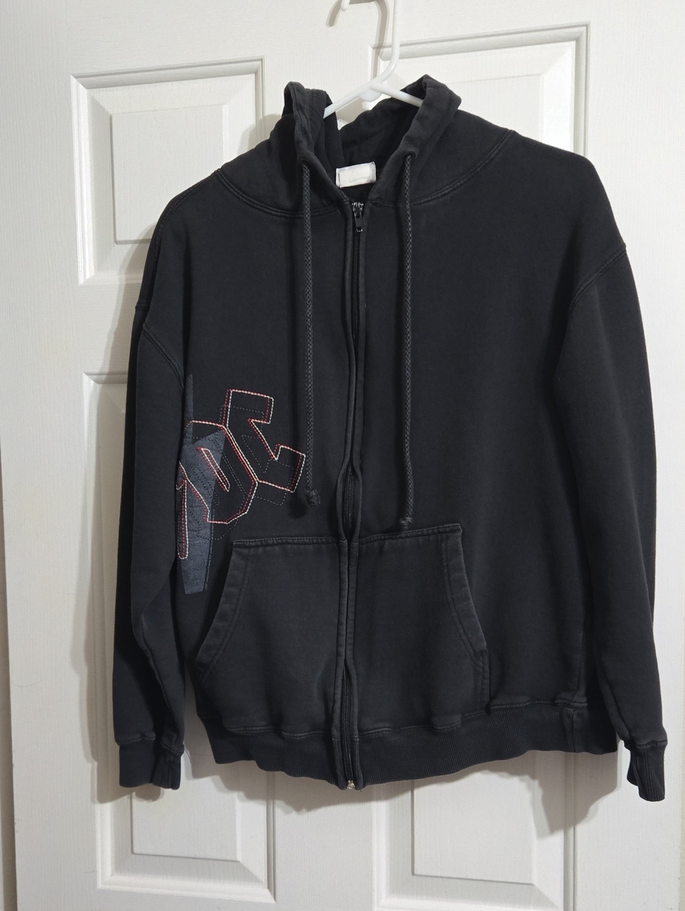 Vintage AC/DC Zip-Front Hoodie Jacket with Subtle Contrast Stitching